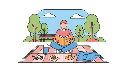 Person enjoying a peaceful outdoor reading session in the park.