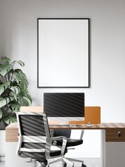 Modern Open Office Workspace with Minimalist Desk Setup and Natural Lighting &ndash; 3D Rendering
