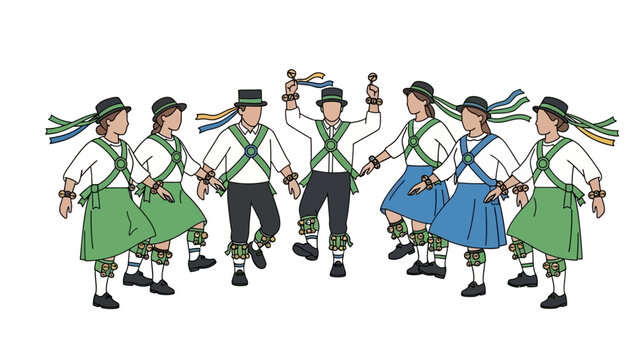 Morris Dancers Performing Traditional English Folk Dance.