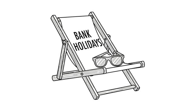 Bank Holidays text on a deckchair with sunglasses. - Powered by Adobe