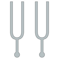 Two Large Tuning Forks Side by Side For Music, Sound Therapy, Or Audiology Demonstration
