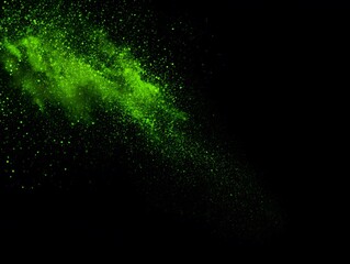 Fluorescent green glow spreading on dark background, clean top-left corner for typography