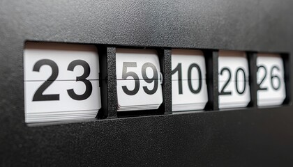 Counter with white numbers on black background, close up