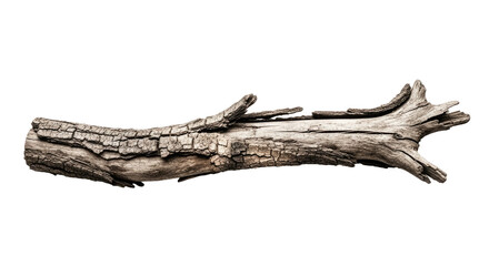 Weathered Driftwood Log on Beach Shoreline.