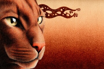 Majestic Brown Animal Portrait with Distinctive Features and Abstract Background Design