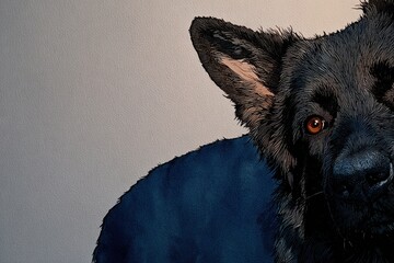 Artistic Representation of a Dog with Detailed Fur and Textured Background