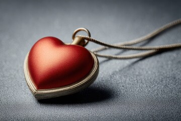 Elegant Red Heart Pendant on Delicate Chain with Soft Focus Background