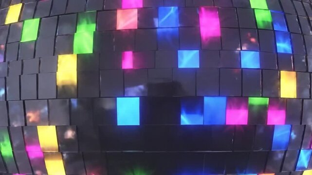 Vibrant neon disco ball loop, perfect for funky nightclub atmosphere