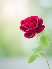 Vibrant Red Rose Blooming with Glowing Background Enhancing Floral Beauty in Nature
