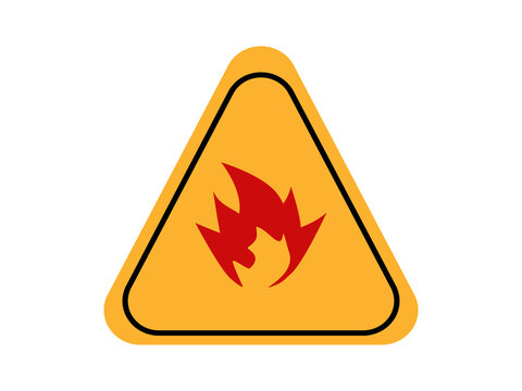 Flammable material warning, fire warning sig