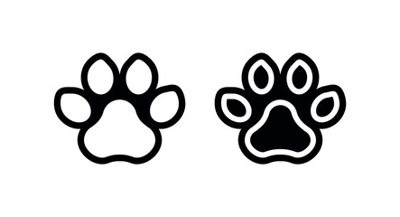 Dog Paw Print Icon, Minimal Outline Silhouette on Transparent Background for Pet Logo, Veterinary, Sticker, Web and App © akib