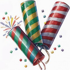 Obraz premium Colorful party poppers burst with confetti, bringing joy and celebration to any festive occasion.