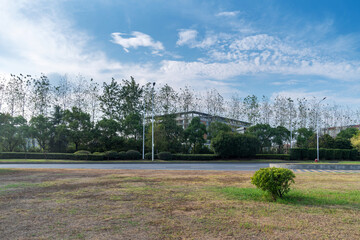 Empty urban road and buildings in the city