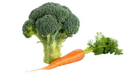 Fresh broccoli floret and carrot ready for healthy cooking and eating