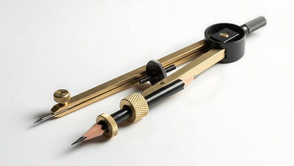 Classic Brass and Black Drawing Compass with Graphite Pencil for Geometric Design