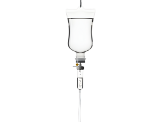 Medical iv bag with fluid drip isolated on transparent background