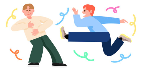 Happy jumping boys vector illustration