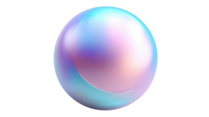 Iridescent holographic sphere displaying a vibrant color gradient, providing a futuristic liquid effect for graphic design