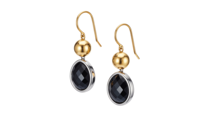 Elegant gold earrings with onyx drop pendants for sophisticated style