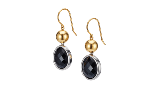Elegant gold earrings with onyx drop pendants for sophisticated style