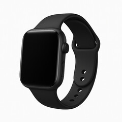 Black smart watch with blank screen isolated on white background