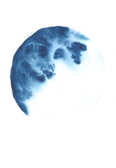 Abstract Watercolor Circle Painting on White Background