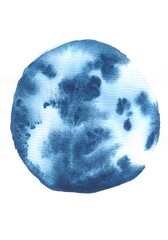 Abstract Watercolor Circle Painting on White Background