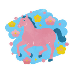 年賀イラスト：干支：午年：ベクター