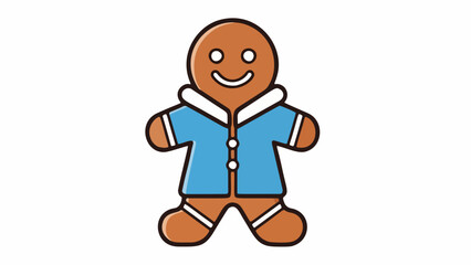 Obraz premium simple vector illustration of gingerbread cookie wearing a blue winter jacket