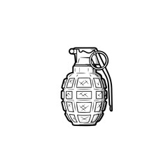 Naklejka premium Explosive Hand Grenade Line Art Vector