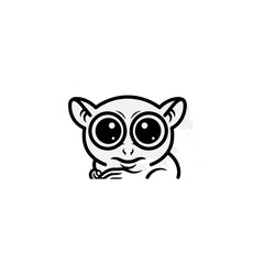 Cute Tarsier Cartoon Line Art