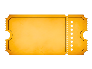 Vintage style blank ticket isolated on transparent background