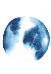 Abstract Watercolor Circle Painting on White Background