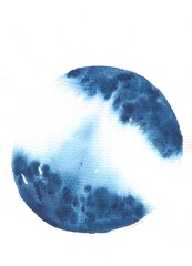 Abstract Watercolor Circle Painting on White Background