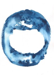 Abstract Watercolor Circle Painting on White Background