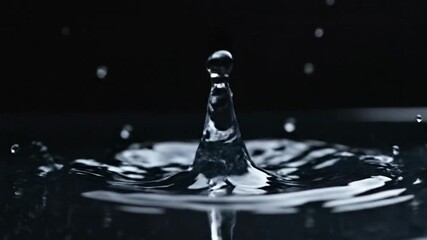 Water droplet impact creating a beautiful crown shape in slow motion. - Powered by Adobe