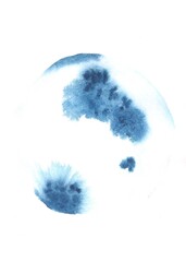 Abstract Watercolor Circle Painting on White Background