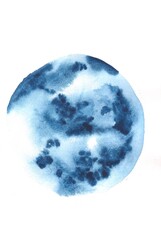 Abstract Watercolor Circle Painting on White Background