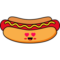 Cute Cartoon Hot Dog Character Illustration