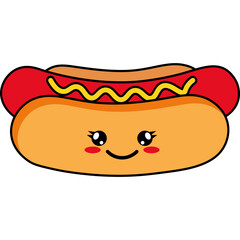 Cute Cartoon Hot Dog Character Illustration