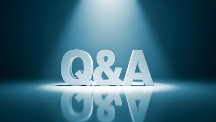 Illuminated q and a text with reflection