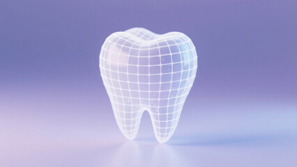 Grid tooth on purple background, tech vibe for dental precision