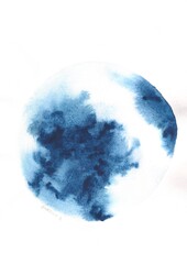 Abstract Watercolor Circle Painting on White Background