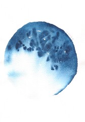 Abstract Watercolor Circle Painting on White Background