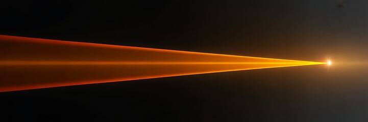 Bright orange laser beam emanating from a point of light against a dark background