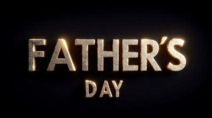 Obraz premium Textured gold letters display Father's Day against a dark dramatic black background
