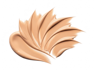 Swirl of beige liquid foundation makeup cosmetic smear texture swatch isolated on transparent background