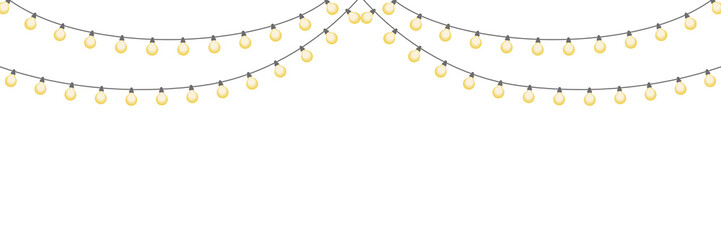 String Lights Glowing Bulb Garland Illustration on Transparent Background