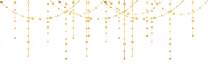 Hanging Gold Garland Metallic Dots Bunting on Transparent Background