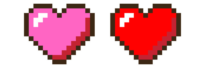 Pixel Heart Valentine Pixel Art on Transparent Background